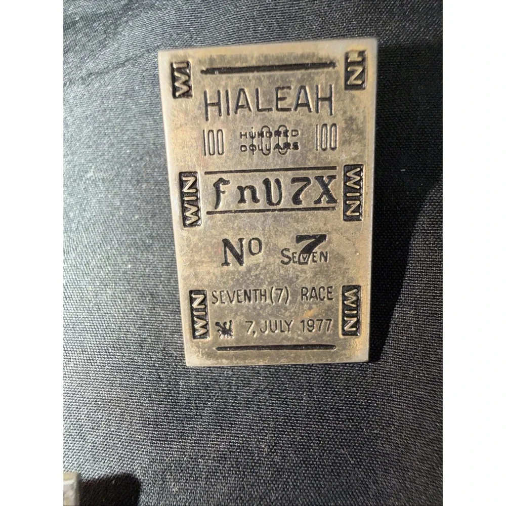 (2) Vintage Hialeah Park Horse Racing Tie Clips FNV7X 7th Race Win 7 July 1977